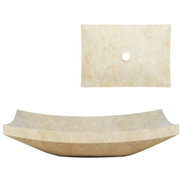 vidaXL Waschbecken 50x35x12 cm Marmor Cremefarben, 142765
