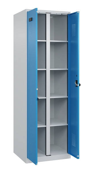 C+P Wäsche-Spind Evolo PLUS, 2 Abteile, 1850x600x500mm, 7035/5012, Verschluss Drehriegel, 049002-20B S10007