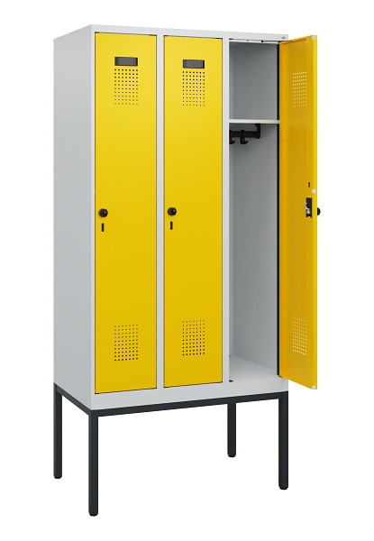C+P Spind Evolo PLUS, Gestell, 3 Abteile, 1950x900x500mm, 7035/1023, Drehriegel, 0490305-30 S10001