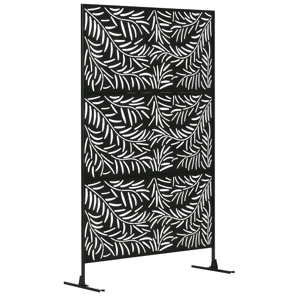 Outsunny Sichtschutzwand, wetterbeständig, Stahl, 122 cm x 45 cm x 198 cm, Schwarz, 844-610V00BK