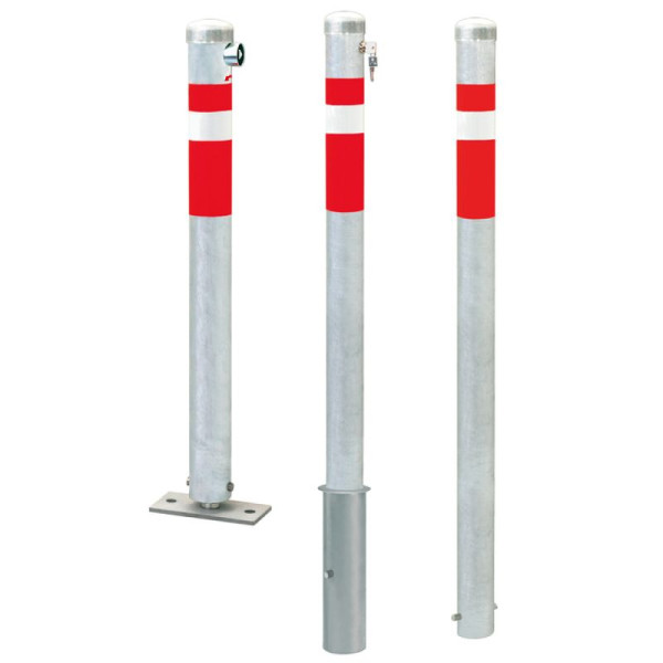 Stein HGS Absperrpfosten -Steel Line Centro-, mit Sicherheitsschloss, gleichschließend, Schließung oben, zum Einbetonieren und 2 Schlüssel, mit 1 Öse, 14245-01