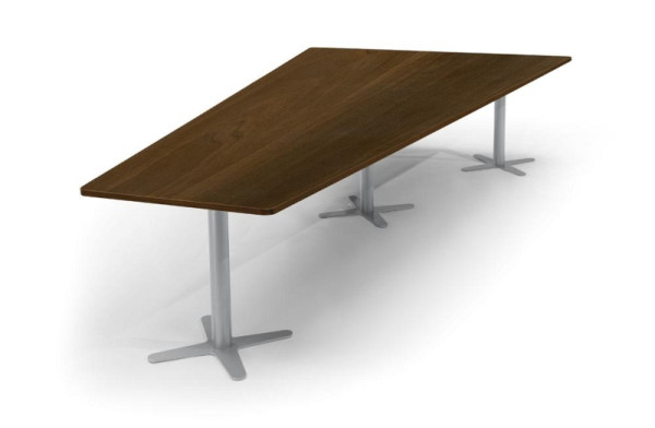 Deskin Konferenztisch DUBLIN, Dekor: Nussdekor dunkel, Gestellfarbe: Alusilber RAL 9006, BxHxT: 3800 x 735 x 1975 mm, 330292