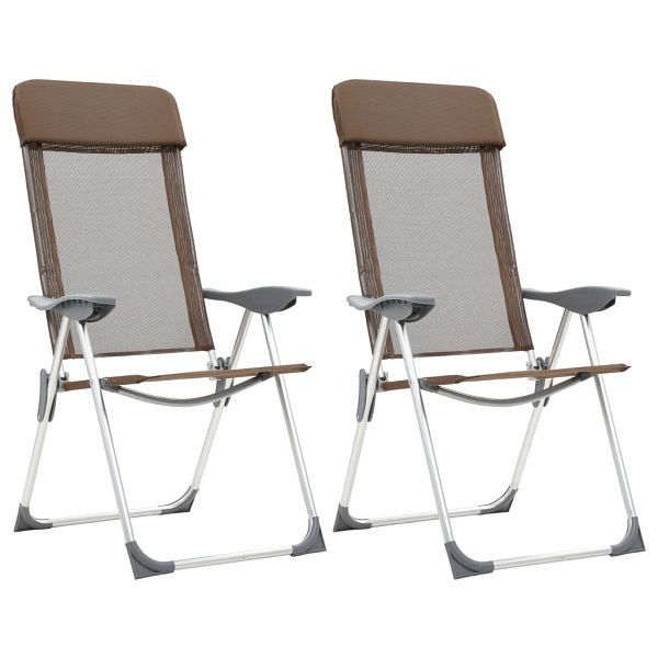vidaXL Klappbare Campingstühle 2 Stück Aluminium Braun, 44310