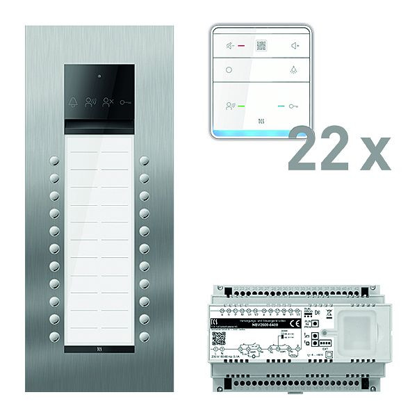 TCS Türkontrollsystem audio: pack PRO 22WE Außenstation ASU 22T UP 22x Freisprecher ISW6010 Steuergerät, PAUF222/005