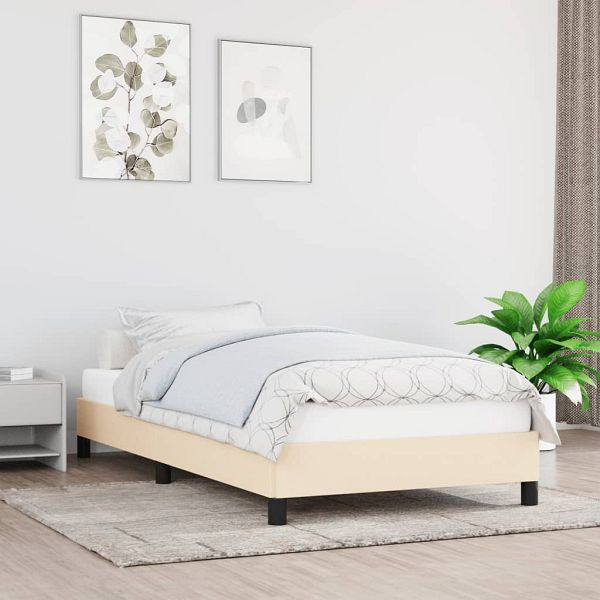 vidaXL Bettgestell Creme 90x200 cm Stoff, Polyester, 346693