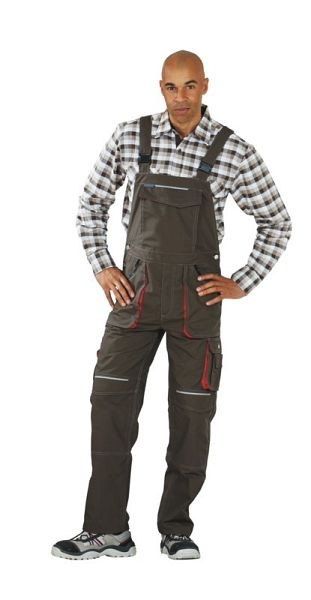 Planam Basalt Latzhose, oliv/rot, Größe 62, 2833062