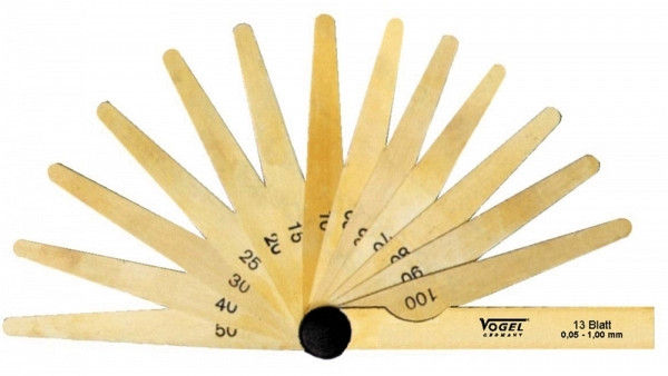 Vogel Germany Fühlerlehren-Satz, messing, 0.05 - 1.00 mm, 20 Blatt, 414107