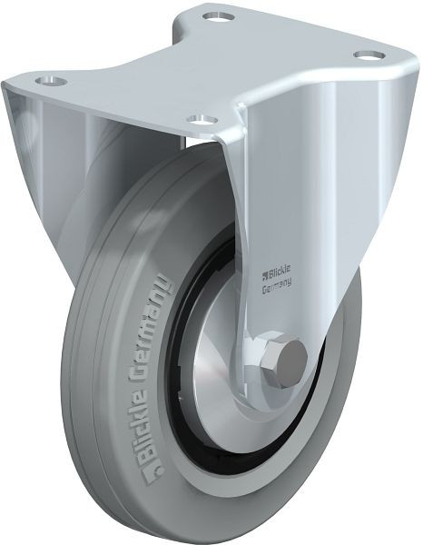 Blickle B-VPP 160G-SG-FA Stahlblech-Bockrolle mit Anschraubplatte, Vollgummi, Schwarz, 23853