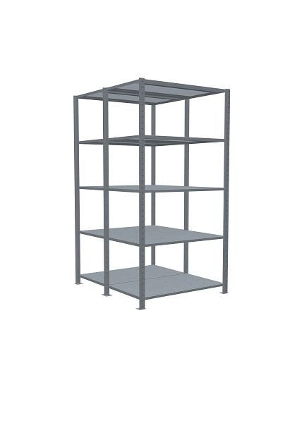 Schulte Grundregal, Steck-Doppelregal MULTIplus150, 2000 x 1000 x (2x600) mm, 2x5 Fachböden, Längenriegel, verzinkt, 17860