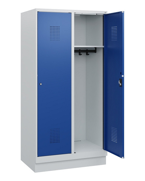 C+P Spind Evolo PLUS, Sockel, 2 Abteile, 1630x800x500mm, 7035/5010, Zylinderschloss, 0490205-22 S10029
