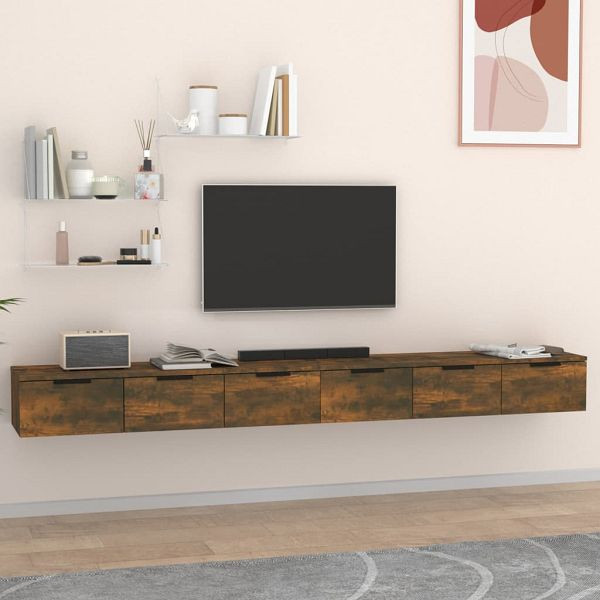 vidaXL Wandschränke 2 Stück Räuchereiche 102x30x20 cm Holzwerkstoff, 3115905