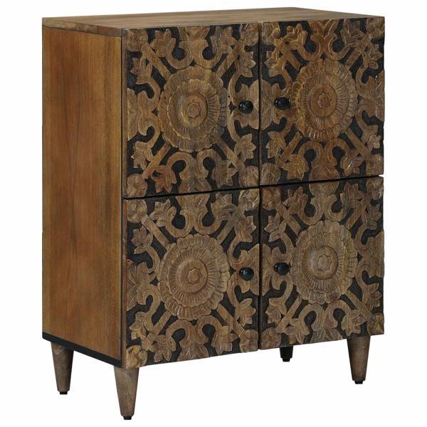 vidaXL Sideboard mit Speicher Braun 60 x 33,5 x 75 cm Massivholz Mango, 4018358