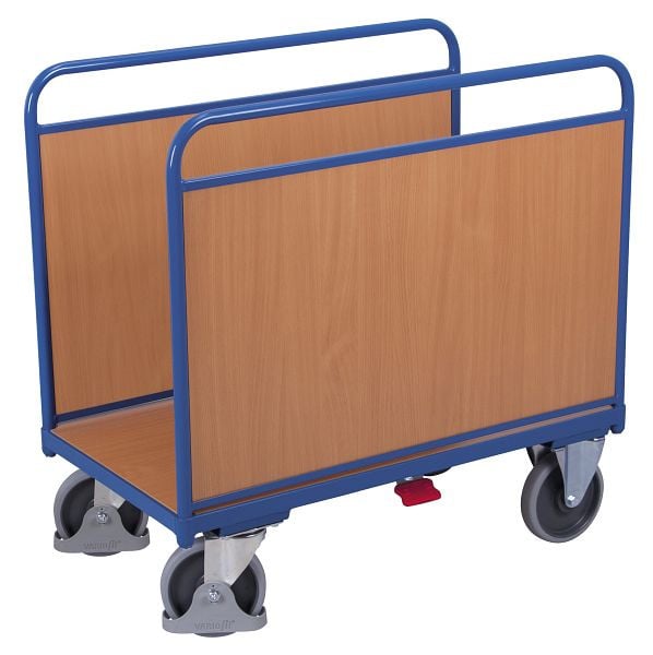 VARIOfit Seitenbügelwagen mit Holzwänden, Ladefläche: 1.060 x 640 mm, RAL 5010 enzianblau, sw-700.200