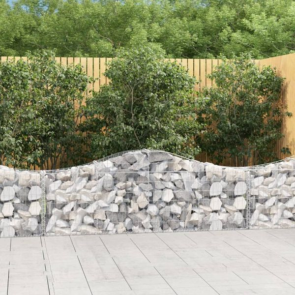 vidaXL Gabionen mit Hochbogen 7 Stück 200x30x60/80 cm Verzinktes Eisen, 3145393