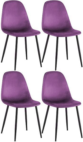 CLP 4er Set Esszimmerstühle Napier Samt, lila, 323149