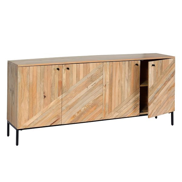 Mendler Sideboard HWC-L95, Kommode Schrank Anrichte, Massiv-Holz Mango 79x176x42cm MVG, natur, 103179