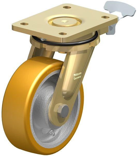 Blickle LS-GTH 150K-RI4 Stahlgeschweißte Schwerlast-Lenkrolle, schwere Drehkranz-Ausführung, Blickle Extrathane®, Hellbraun, 650663