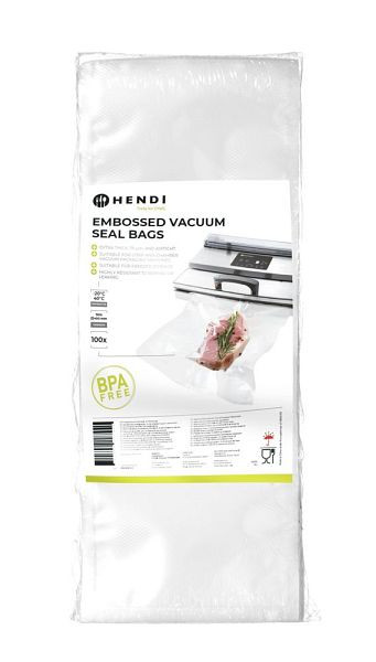 Hendi Vakuumversiegelungsbeutel, Geprägt 150x400 mm, VE: 100 Stück, 297421