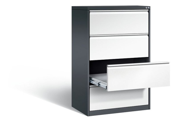C+P Karteischrank Acurado, H1357xB787xT590mm, Farbe: Schwarzgrau / Verkehrsweiß, Griffleiste, 12934-322 S10050