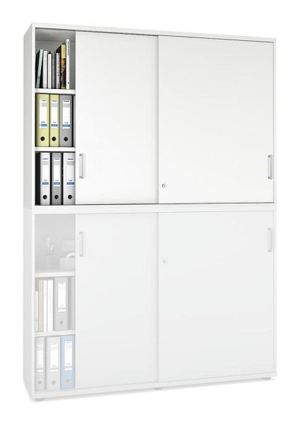 Deskin Schiebetüren-Aufsatzschrank MULTI MODUL-PRO, Dekor weiß, B 1600 x H 1110 x T 420 mm, 352288