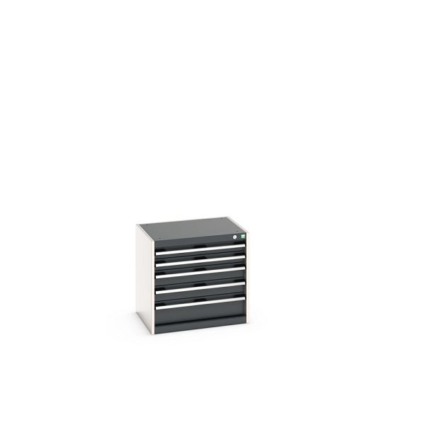 bott cubio Schubladenschrank bestückt, mit 5 Schubladen, BxTxH: 650x525x600mm, RAL 7035/7016, Anthrazitgrau, 40011061.19V