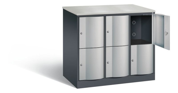 C+P XL-Schließfachschrank Resisto, H1077xB1148xT640mm, Farbe: Schwarzgrau / Weißaluminium, 8472-373 S10061