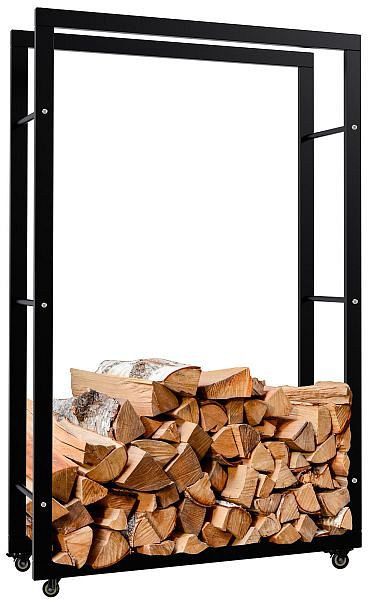 CLP Kaminholzständer Keri mit Rollen 25x80x125 mm, schwarz, 325274