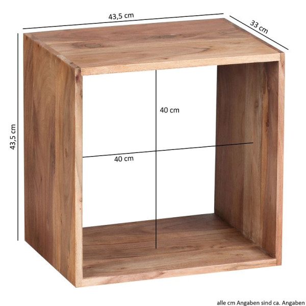 Wohnling Standregal MUMBAI Massivholz Akazie 43,5 cm, Cube Design, Naturprodukt, Landhaus-Stil, WL1.559