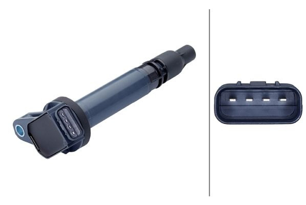 HELLA Zündspule, 14V, 4-polig, Kerzenschachtzündspule, geschraubt, 5DA 358 168-221