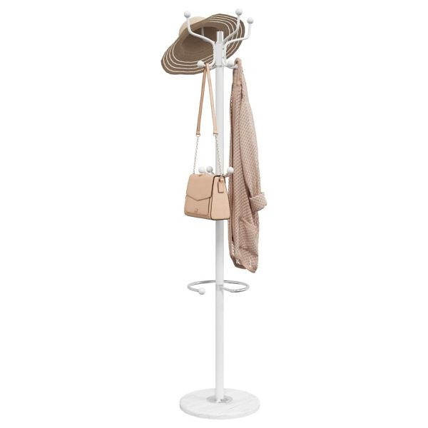vidaXL Garderobenständer mit Schirmhalter Weiß 180 cm Eisen, 377102