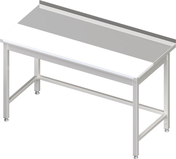Stalgast Arbeitstisch ohne Grundboden, 1300x700x850 mm, mit vertiefter PE-Schneideplatte, mit Aufkantung, verschweißt, VAT13714A