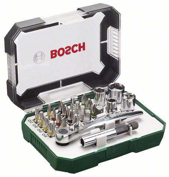 Bosch Schrauberbit- und Ratschen-Set, 26-teilig, VE: 12 Stück, 2607017322