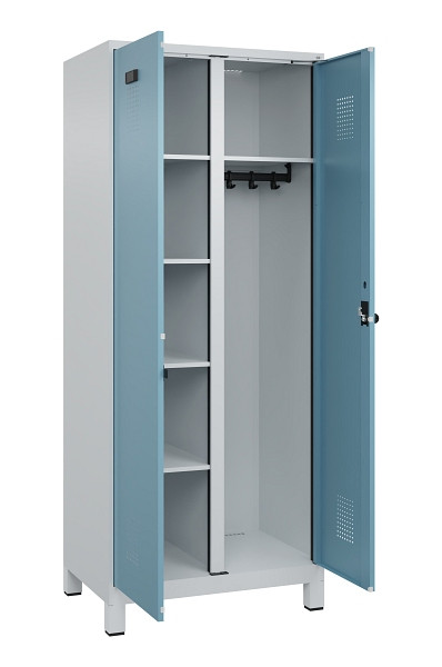 C+P Wäsche-/Garderobenspind Evolo PLUS, mit Füßen, 2 Abteile, 1950x800x500mm, 7, 2406015 RDS Architekturblau, Drehriegel, 049610-22 S10009