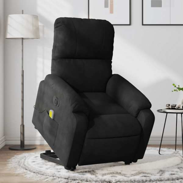 vidaXL Massagesessel Aufstehhilfe Elektrisch Schwarz Mikrofasergewebe, 3204953