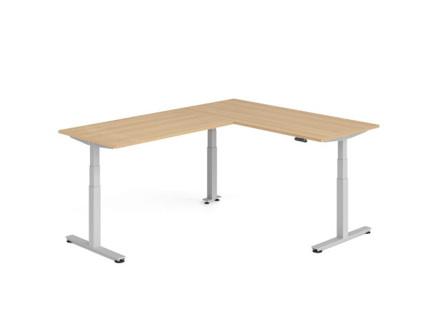 Hammerbacher Sitz-Steh-Winkeltisch 240x180cm Eiche/Silber, VXDSMW1916/E/S