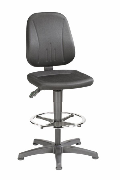 bimos Unitec mit Gleiter und Fußring und Stoff schwarz, Sitzhöhe 580-850 mm, 9651-CI01