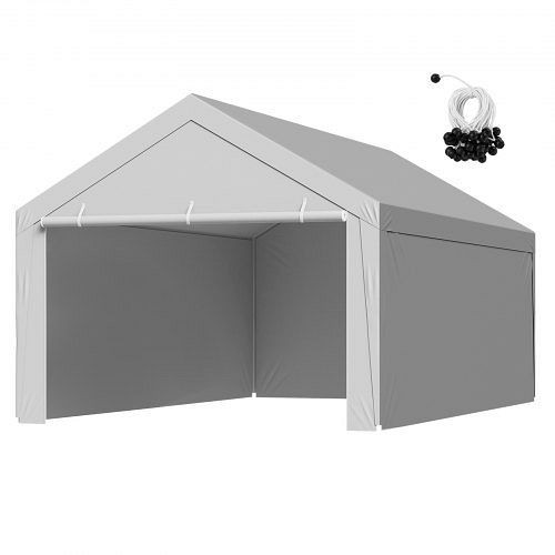 VEVOR Carport-Ersatzdach 3,65x6,09 m mit Seitenwänden, UV-beständige Autoplan, grau, Rahmen nicht enthalten, CKPB12X20FTHX72QR001V0