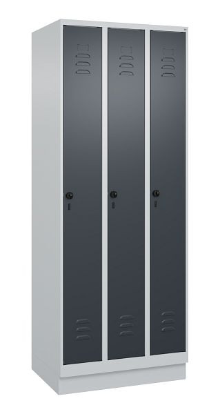 C+P Umkleidespind Classic PLUS, Sockel, 3 Abteile, 1950x750x500mm, 7035/7016, Drehriegel, 080020-39 S10008