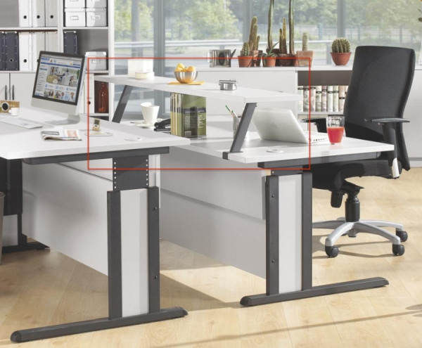 Deskin Thekenaufsatz MULTI M, Dekor lichtgrau, Gestell Anthrazit, B 1600 x T 290 x H 255 mm, 207871