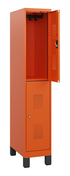 C+P Doppelstöckiger Spind Evolo PLUS, Füße, 2 Fächer, 1630x300x500mm, 2004/2004, Zylinderschloss, 0493105-10 S10066