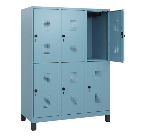 C+P Doppelstöckiger Spind Evolo PLUS, Füße, 6 Fächer, 1630x1200x500mm, 0010/0010, Drehriegel, 0493105-32 S10025