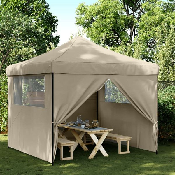 vidaXL Partyzelt Faltbar Pop-Up mit 4 Seitenteilen Taupe, 4004930