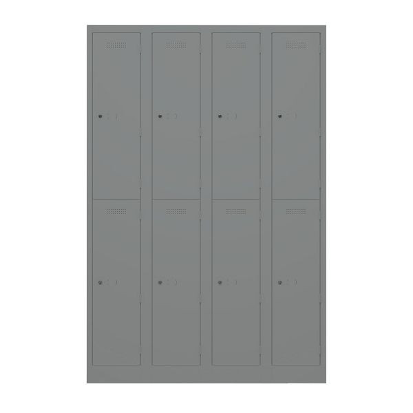 Bisley Garderobenschrank Primary Locker, 4 Abteile, je 2 Fächer, 649 slate, PL3050Q2649