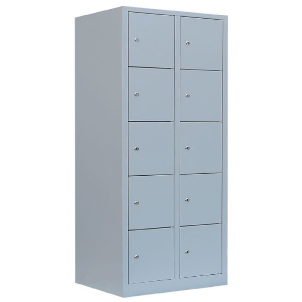 Lüllmann XL Schließfachschrank, 2 Abteile, 10 Fächer, 1900 x 800 x 450 mm, lichtgrau, 523920