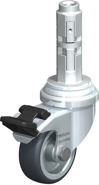 Blickle LRA-TPA 50G-FI-E02 Apparate-Lenkrolle mit Expander & Feststeller, Thermoplastisches Gummi-Elastomer, Grau, 662825