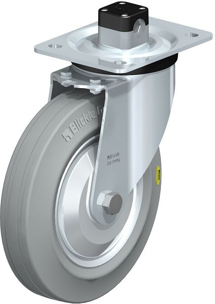 Blickle L-RD 200K-CS11-VLI-FA Stahlblech-Lenkrolle, mittelschwere Ausführung, mit Anschraubplatte & Zentralfeststeller, Zweikomponenten-Vollgummi, 850001