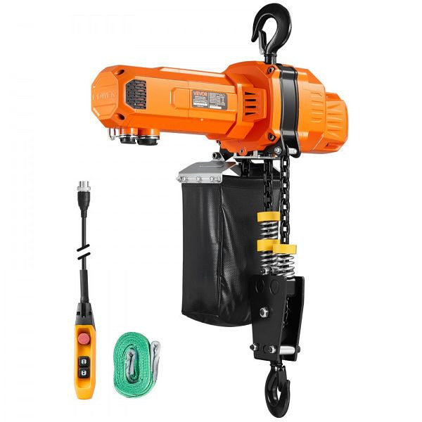 VEVOR Elektrischer Kettenzug 1000 kg, 6 m, 230 V Einphasen-Kran, 4,5 m Fernbedienung, G100-Kette, Notstopp, GDSDDHLHLJCKWGHBE001V2