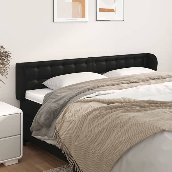 vidaXL Kopfteil mit Ohren Schwarz 203x23x78/88 cm Kunstleder, 3117252