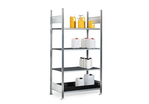 DENIOS Gefahrstoffregal GKG 1060 pro, PE-Gitterroste, 1060 x 637 x 2000, Grundfeld, 273921