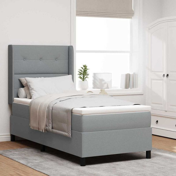vidaXL Boxspringbett mit Matratze Hellgrau 80 x 200 cm Stoff, 3341609